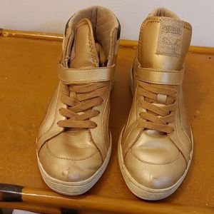 VINTAGE WOMEN " THE KEY METALLIC Gold-White  Sneakers  Size 7